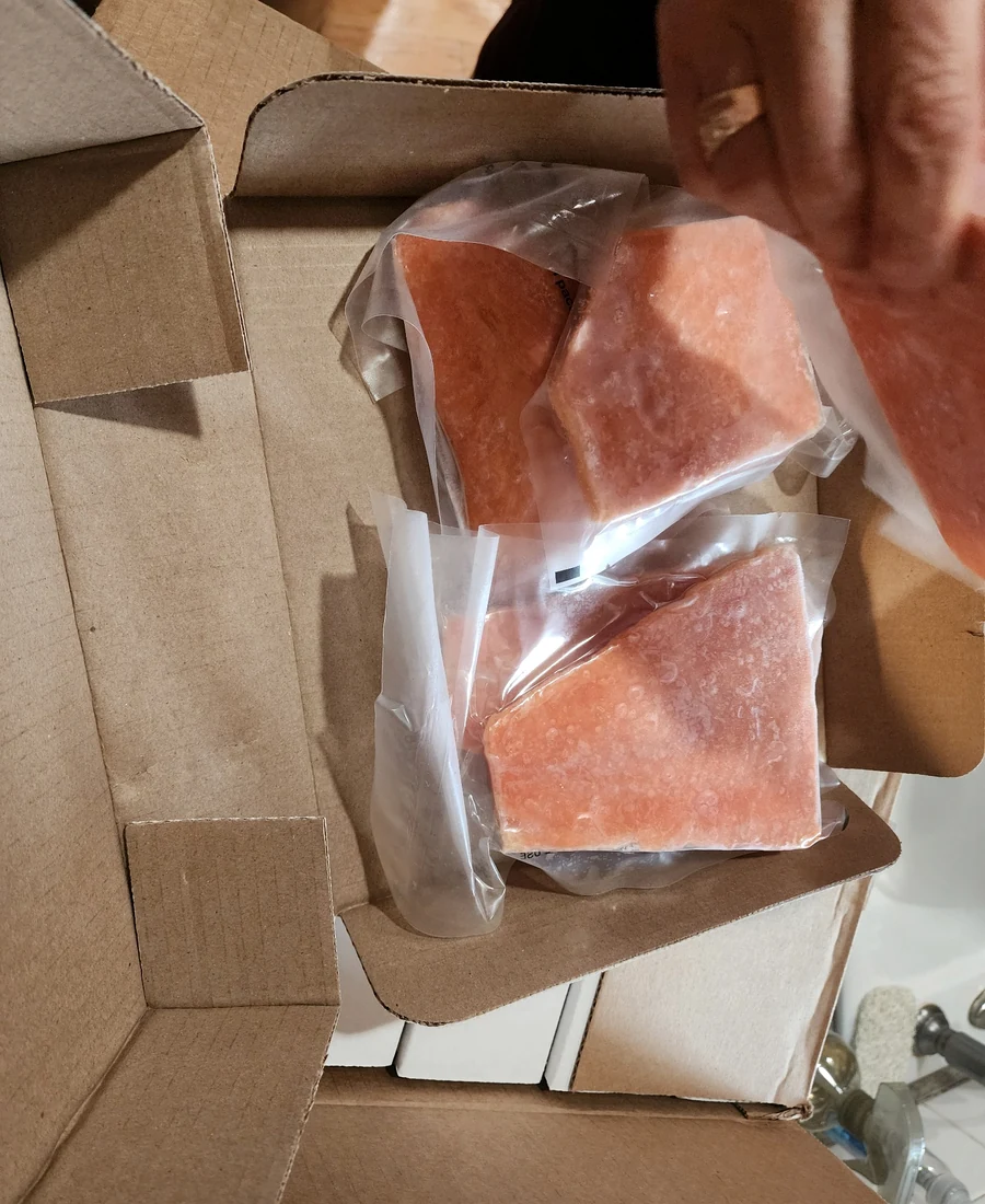 Real packaged salmon portions